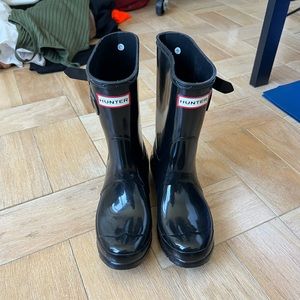 Hunter short rain boots black size 37